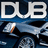 Pixelated image with large white 'DUB' text above a blue-toned vehicle, flanked by separate blue 'D', 'U', and 'B' letters on black background.