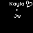 Pixelated text displays 'Kayla' with a heart symbol, a plus sign, and 'Jw' on a black background.
