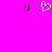 A static image with a bright pink background featuring two black 'jj' symbols and a white pixelated heart symbol.