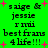 Green background with black text reading "saige & jessie r mi best frans 4 life!!!" and pink plus signs, displayed in a of four identical sections