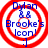 Four identical circular icons with red concentric rings and blue text reading "Dylan & Brooke's Icon! :]" arranged in a