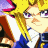 Pixelated anime-style character with yellow hair and glasses on left, green text logo 'Original Icons .com' on dark green background right.