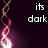 Dark purple background with pink and white swirling lines on the left, a white starburst shape on the right, and partial text reading "its dark" and "without a light."