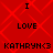 Red background with diamond pattern, repeated text "I LOVE KATHRYN<3" in black pixelated font arranged vertically.
