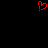 Red pixelated heart shape on black background, with one red square missing from the bottom-left corner of the heart outline.