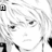 Black-and-white pixelated anime-style face with short hair, neutral expression, and visible text elements in the corners.
