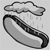 A 2x2 contact sheet of three animated frames showing a grey hotdog under rainclouds with varying raindrop density and hotdog shape across frames.