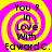 Yellow and pink spiral background with black text reading You R In Love With Edward C. in four identical