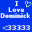 Blue background with white text reading "I Love Dominick" and a green pixelated heart symbol above the word "Love", repeated twice in a