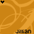 Static pixel art icon with orange background, black text 'Jillian', and small black heart symbol in top-left corner.