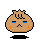 Pixelated character with brown rounded body, blue eyes, orange cheek marks, and black outline showing four sequential expressions from neutral to crying.