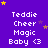 Purple background with white text reading "Teddie Cheer Magic Baby <3" and scattered yellow/purple stars, static display.