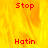Animated fire background with red text 'Stop' and 'Hatin' in four positions, one gray rectangle visible.