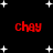 Black background with white star shapes and four red 'chay' text instances in a
