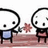 Two pixelated figures stand side-by-side on a brown floor against white background, one holding a pink flower toward the other.