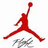 Red silhouette of a basketball player mid-jump holding a ball, with gray cursive text below on white background.