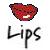 Pixelated red heart-shaped icon with white teeth-like detail above black text reading 'Lips' on a white background.