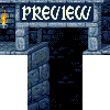 Pixel art preview of a stone archway with torches and dark interior, displayed in three views showing different angles.