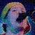 A contact sheet of 10 animated frames showing a pixelated image of a person singing into a microphone alongside repeated text "Rock show" with varying red highlighting across the word "show".