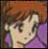 Pixelated static image of a person with light skin tone wearing a purple garment against a brown background.