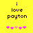 Yellow background with dark brown text reading "i love payton" and five pink pixelated hearts below, two versions showing heart animation changes.
