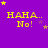 Purple background with yellow text 'HAHA.. No!' and scattered yellow and purple stars in a of nine repeated