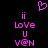 A static pixel art composition with a black background, featuring pink text and symbols arranged in two mirrored vertical