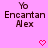Pink background with repeated text "Yo Encartan Alex" and pixelated red hearts in a pattern