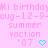 Pixelated pink text on a pink background with cyan heart symbols, displaying 'Mi birthday Mi birthday aug-12-9 aug-12-9 summer summer vacation vacation '07 '07' in two mirrored