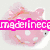 Pink piggy bank with white polka dots and pink text reading 'madelin' on a light background.
