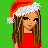 Pixel art contact sheet showing three frames of an animated Christmas-themed buddy icon with a female character wearing Santa hat and red top, blue jeans, and text reading 'all i want for x-mas you!'