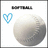 Pixelated image of a white baseball with visible stitching, a blue heart outline, and pink text on a black background.