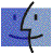 A pixelated face icon with a smiling expression, displayed in multiple color variations and orientations across six