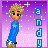 Pixel art buddy icon with four distinct sections: a blonde male figure in blue, a pink heart with 'I LOVE' text, a blonde female figure in red, and a gray