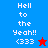 Pixelated text 'Hell to the Yeah!! <333' appears on blue and red backgrounds with a star icon changing from red to blue.