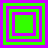 Four green and purple square frames arranged in a with varying nested border thicknesses