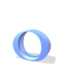 Blue ring-shaped object rotates through multiple angles against white background with soft shadows.