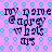 Pixelated text 'my name is dorey' on a pink background with cyan hexagonal patterns, repeated in four identical
