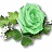 Green pixelated flower with leaves on white background, next to green text 'Original Icons .com' on dark green background.