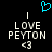 A pixelated icon with a cyan heart symbol above text reading LOVE PEYTON and <3 on black background.