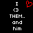 A black background displays white text and a red heart symbol in two side-by-side pixelated frames with identical layout.