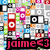 Pixelated static image with colorful geometric shapes and a bold pink text banner at the bottom reading 'jai me<3'.