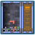 Pixelated game interface showing dark play area with orange L-shaped block and colorful bottom-row pieces beside brown vertical menu panel.