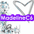Pixelated icon with purple 'ModelineC6' text, silver heart outline, and a character with black hair, pink bow, and cyan 'IS' on face.