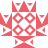 Red and white pixelated geometric pattern with symmetrical design featuring circular motifs and angular shapes.