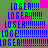 Blue pixelated text 'LOSER!!!' repeated across a of green, pink, and brown squares with varying exclamation mark counts