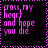 Pixelated text in pink on black background with a dotted border, reading 'cross my heart and hope you die'.