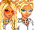 Animated contact sheet showing a cartoon character with blonde hair and sunglasses, transitioning through different poses and rainbow-striped pants while text changes across frames.