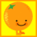 A pixelated orange character with a green stem and smiling face appears on the left, next to text reading 'ORANGES ARE COOL!' on a yellow background.