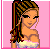 Pixel art of a woman with braided hair in an off-shoulder top, alongside text blocks reading 'lady' and 'pimp' on pink backgrounds.